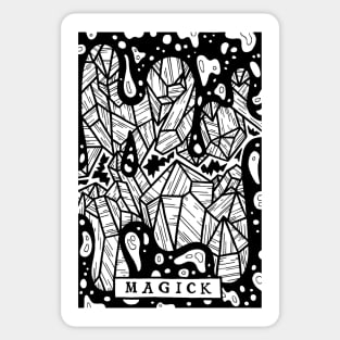 Magick Crystals - Tarot Style Black and White Illustration Sticker